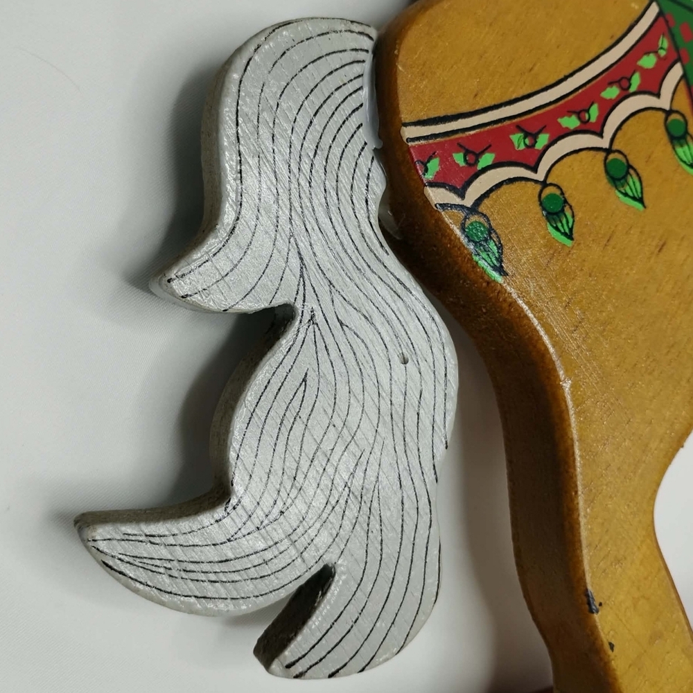 Vtg Christmas Hand Painted Wooden Rocking Horse Toy JAC Holiday Decor Folk Art - Picture 10 of 13